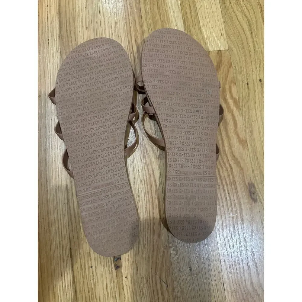 TKEES Emma Cocobutter Vegan 3 Strap Sandals Flat Slides Beach Pool Size US 9